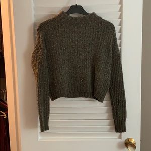 American Eagle Cropped Green Wool Sweater